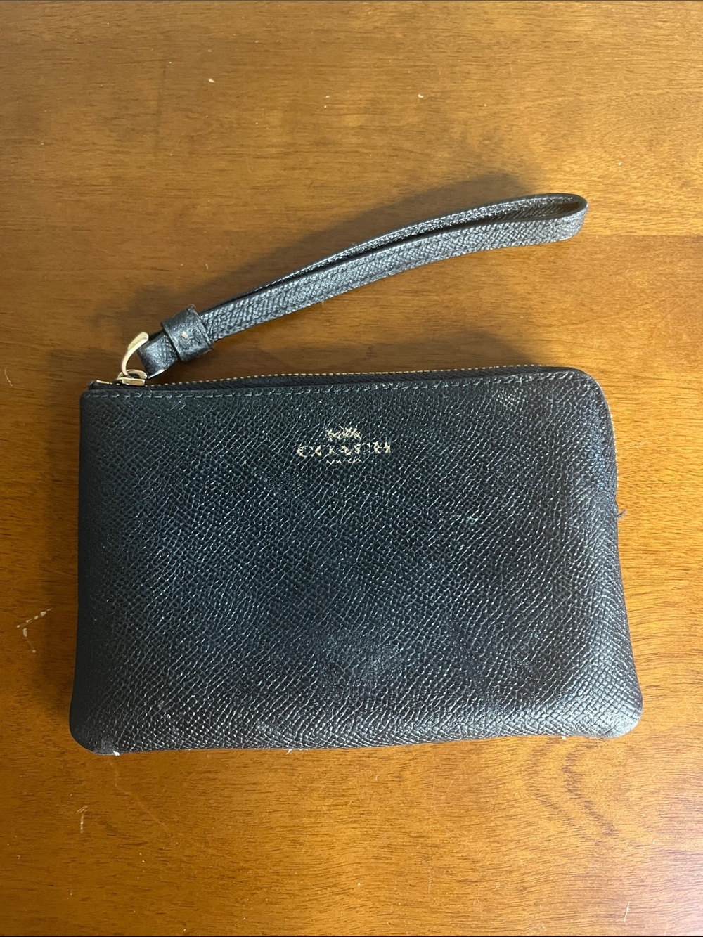 Coach Brown Leather Wristlet with Gold Accents